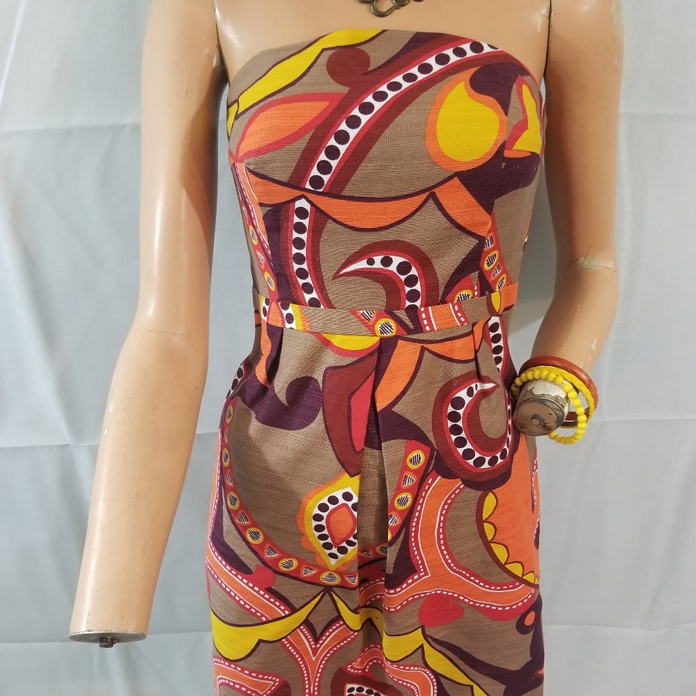 Strapless patterned Dress with built in bra size 2